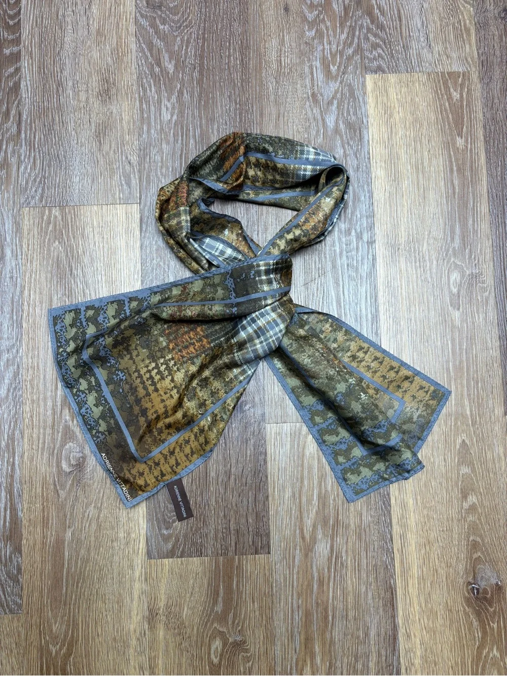 Olive & Brown Patterned Lightweight Scarf